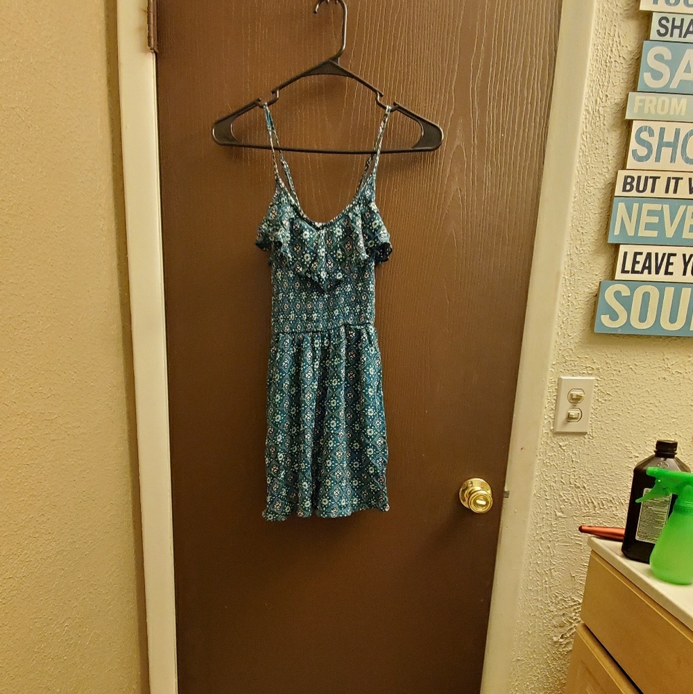 Aeropostal blue floral mini dress with ruffles